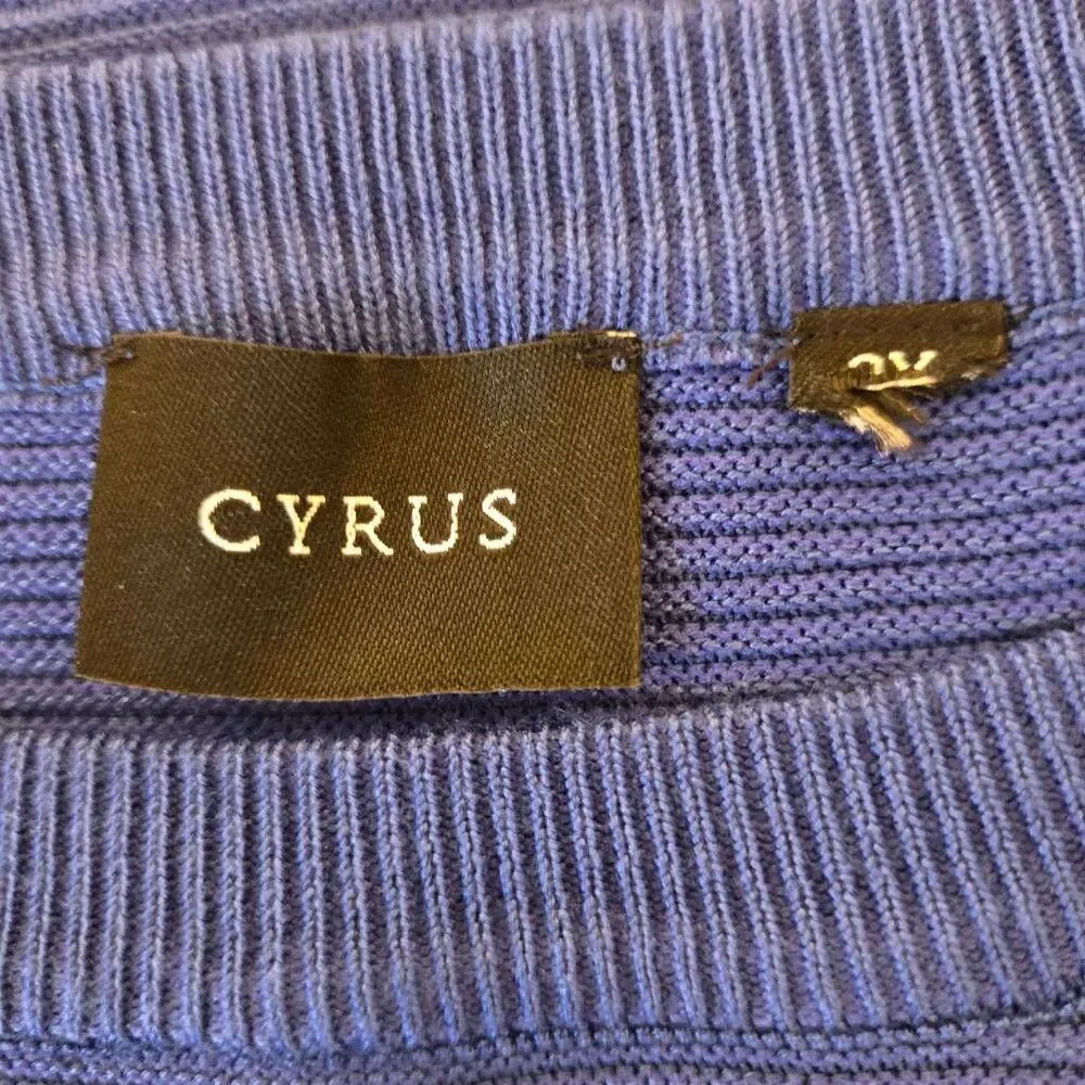 Cyrus Womens 2X Royal Blue Ribbed Pullover Sweater Plus Size